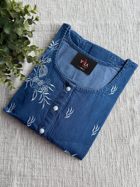 Embroidery Denim Nighty - Light