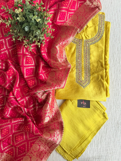 Partywear neck emb salwar material