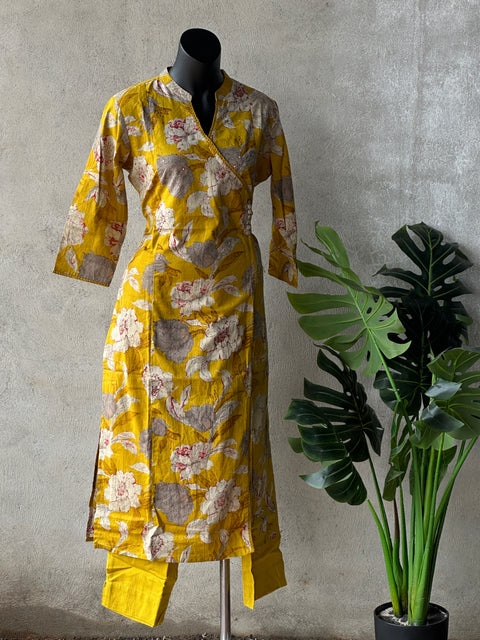 Angrakha printed cotton kurti pant