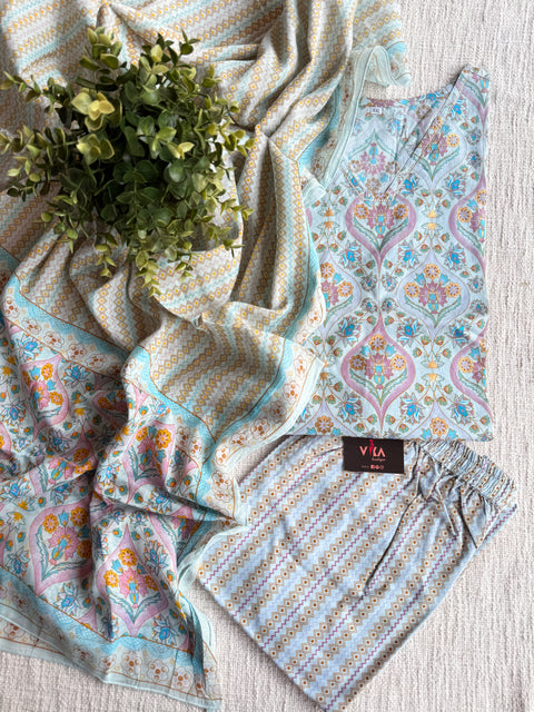 Printed cotton ready suit set
