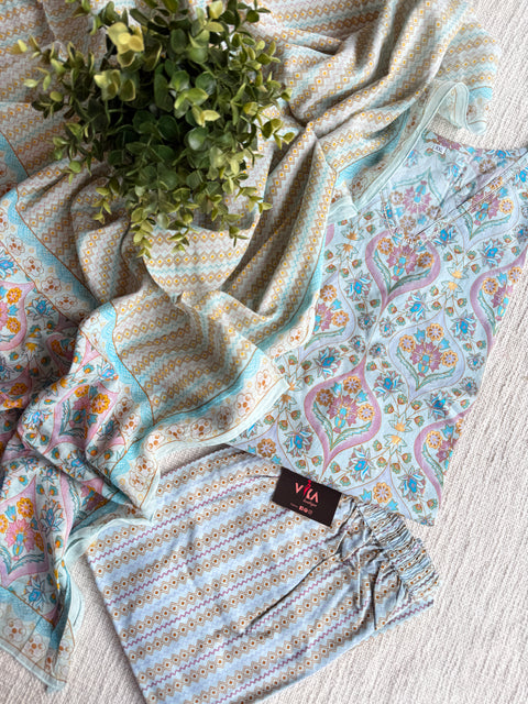 Printed cotton ready suit set