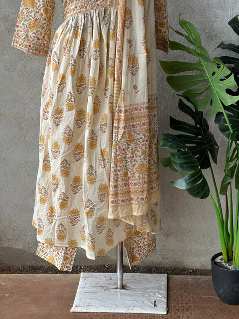 Printed pure cotton kurti pant set