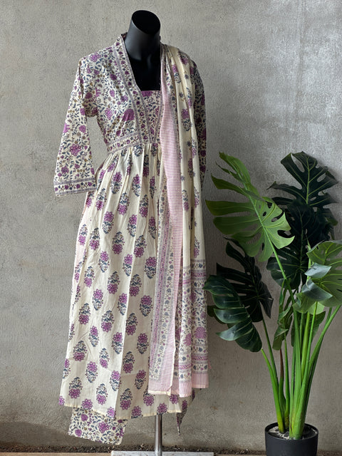 Printed pure cotton kurti pant set