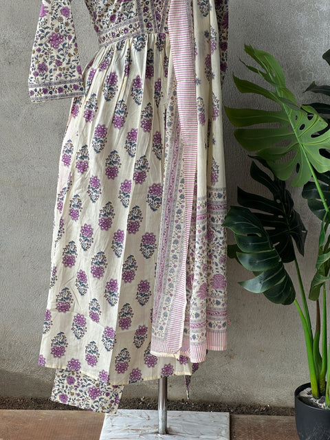 Printed pure cotton kurti pant set