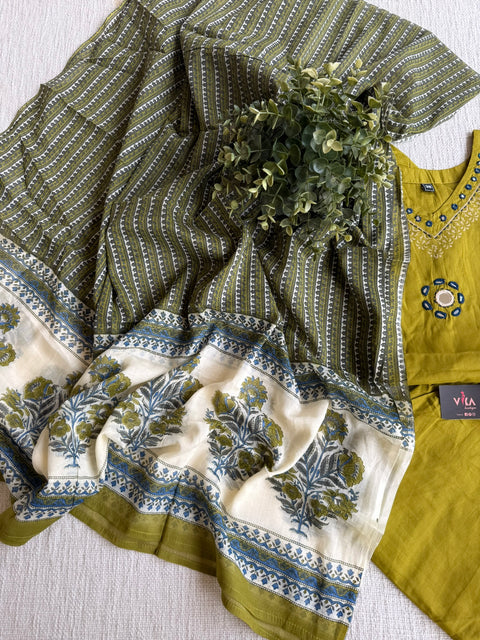 Printed cotton kurta pant set