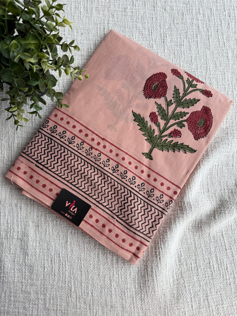 Printed mul cotton saree