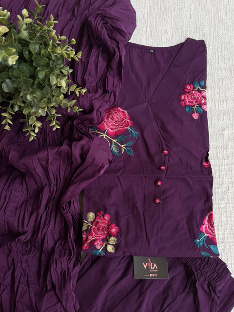 Embroidery pure cotton kurta pant set