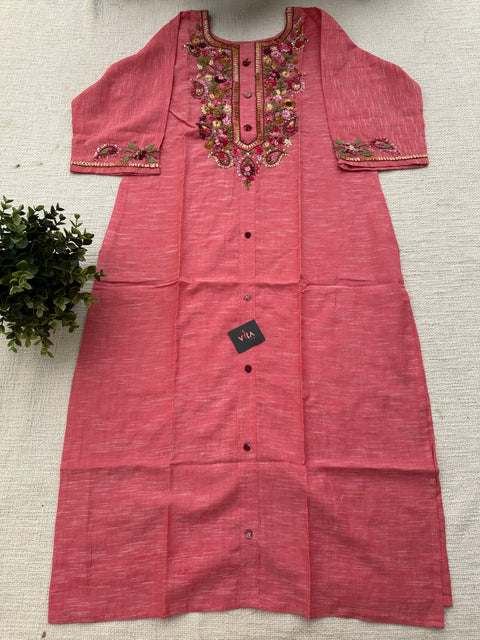 Hand Emb Slub cotton kurti