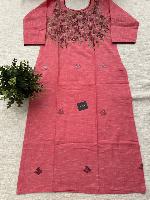 Hand Emb Slub cotton kurti