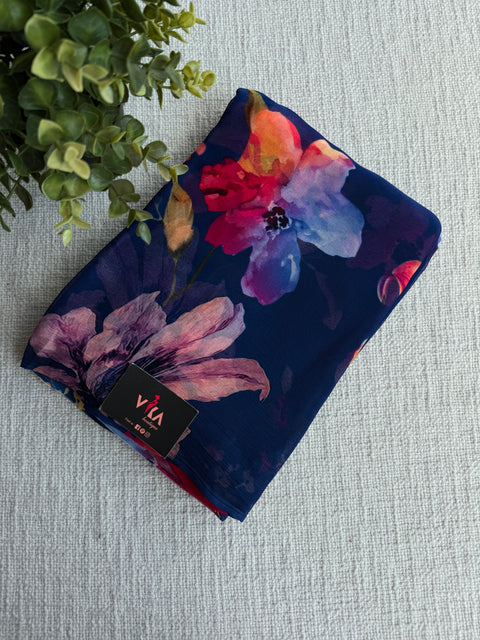 Floral printed pure chiffon saree