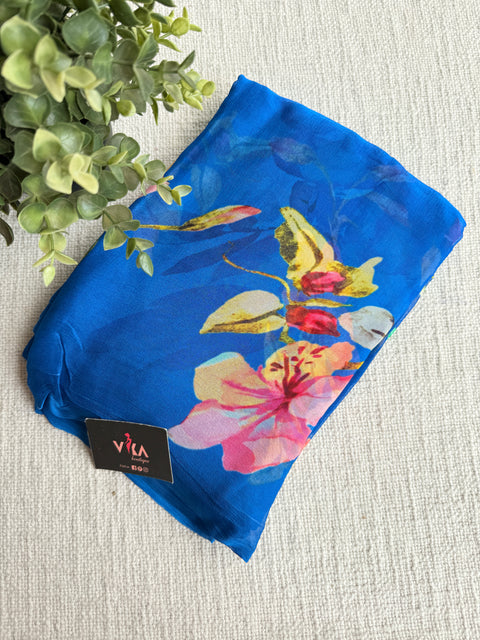 Floral printed pure chiffon saree
