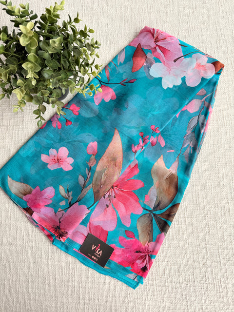 Floral printed pure chiffon saree