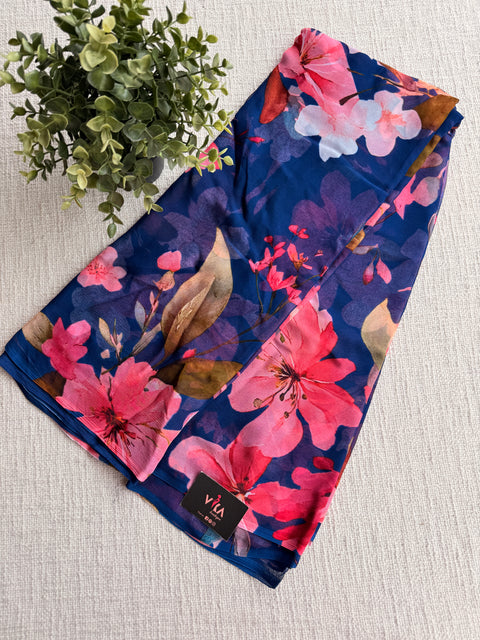Floral printed pure chiffon saree