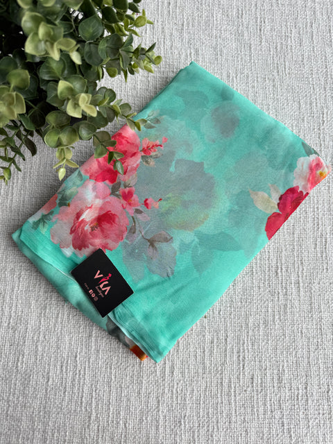 Floral printed pure chiffon saree