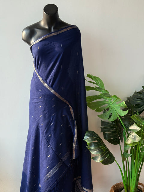 Royal Blue handspun pure jamdani saree