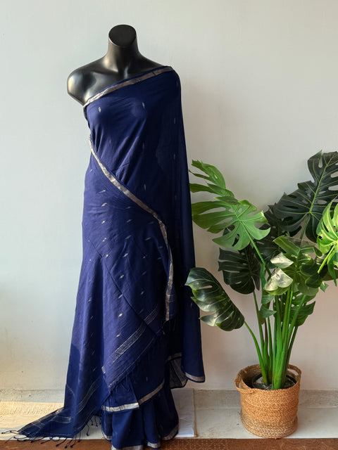 Royal Blue handspun pure jamdani saree