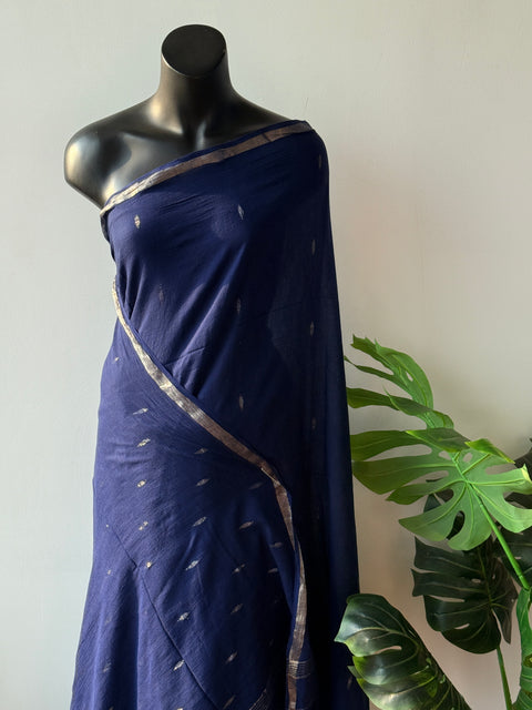 Royal Blue handspun pure jamdani saree