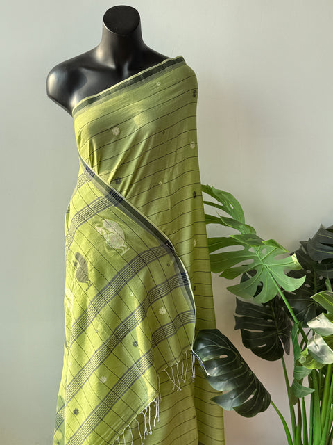 Light Green handspun pure jamdani saree