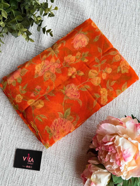 Floral Printed pure chiffon saree