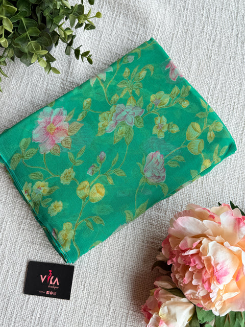 Floral Printed pure chiffon saree