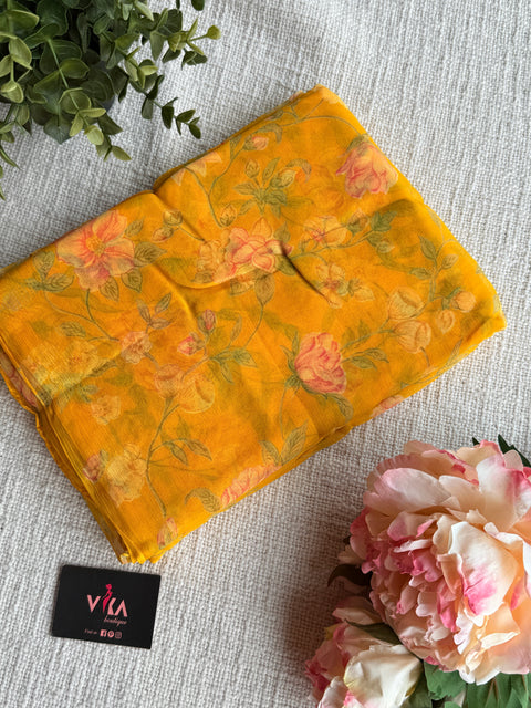 Floral Printed pure chiffon saree