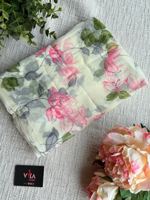 Floral Printed pure chiffon saree