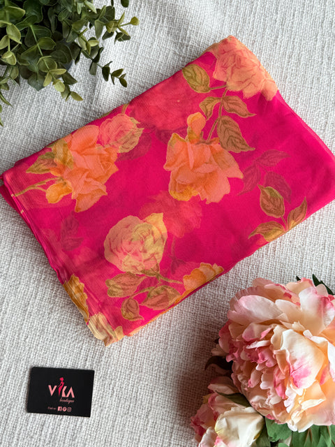 Floral Printed pure chiffon saree