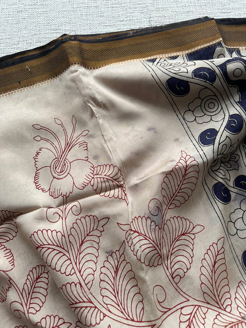 Stained Kalamkari chennuri silk Saree