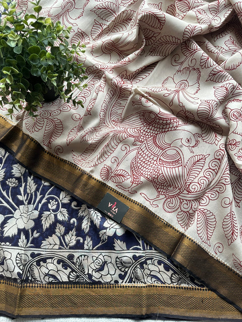 Stained Kalamkari chennuri silk Saree