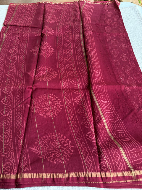 Bagru printed chanderi saree