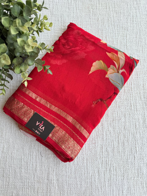 Zari border pure chiffon saree