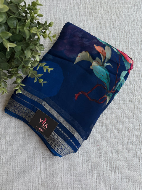 Zari border pure chiffon saree