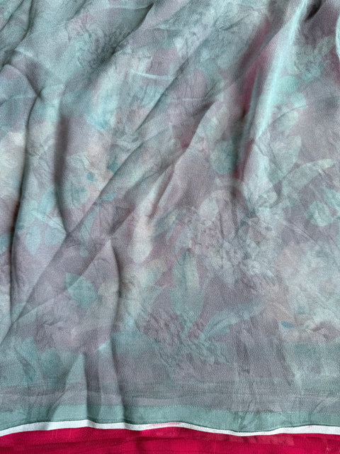 Floral printed georgette saree
