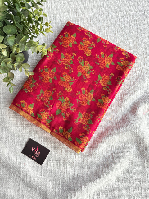 Floral Printed semi chiffon saree