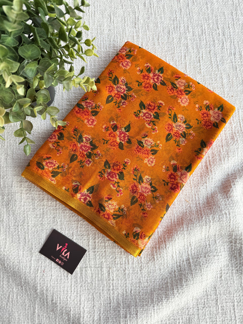Floral Printed semi chiffon saree