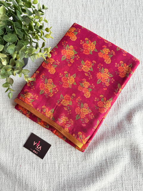 Floral Printed semi chiffon saree