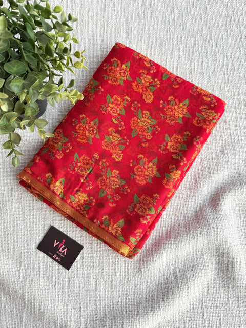 Floral Printed semi chiffon saree