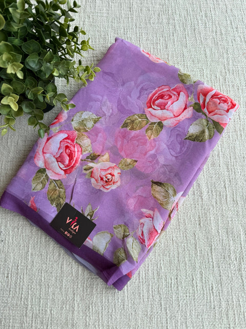 Floral printed georgette saree