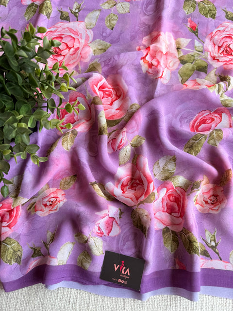 Floral printed georgette saree