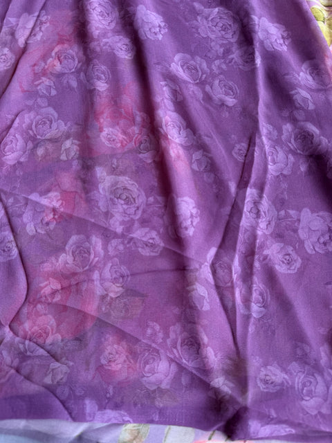 Purple French knot silk linen salwar material