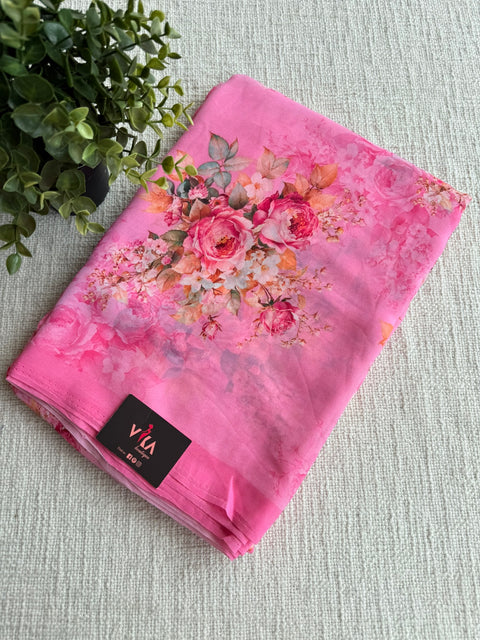 Floral printed georgette saree