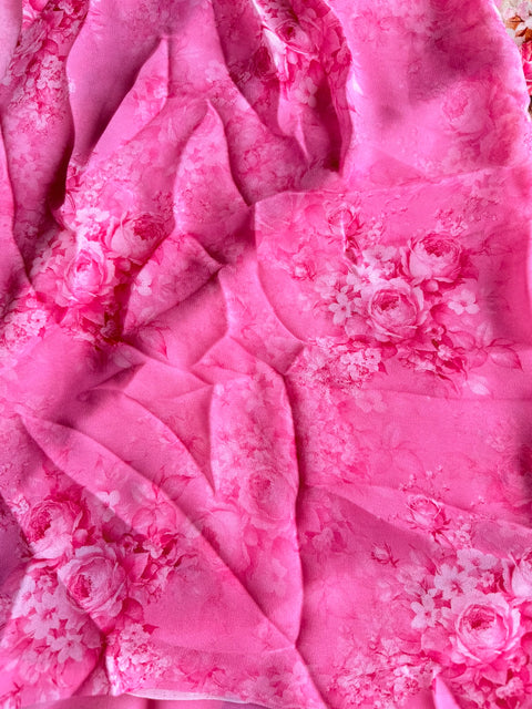 Floral printed georgette saree