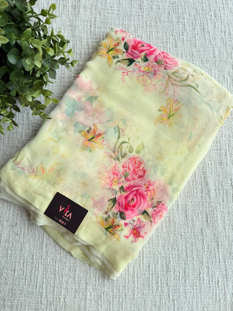 Floral printed georgette saree