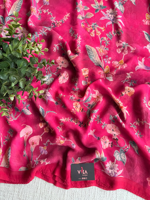 Floral printed georgette saree