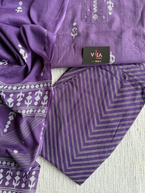 Purple pure cotton Ready suit set