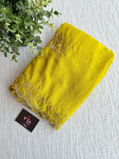 Cut Dhana work plain chiffon saree