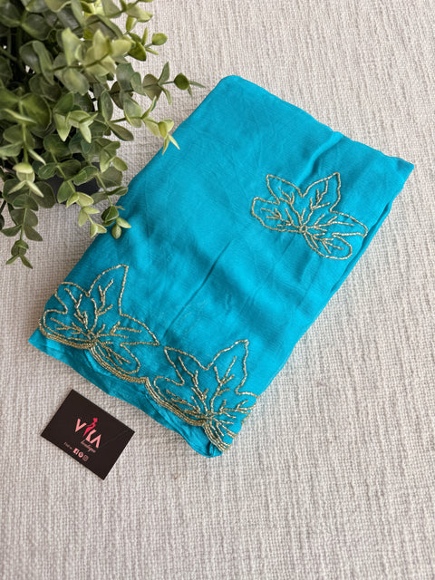 Cut Dhana work plain chiffon saree