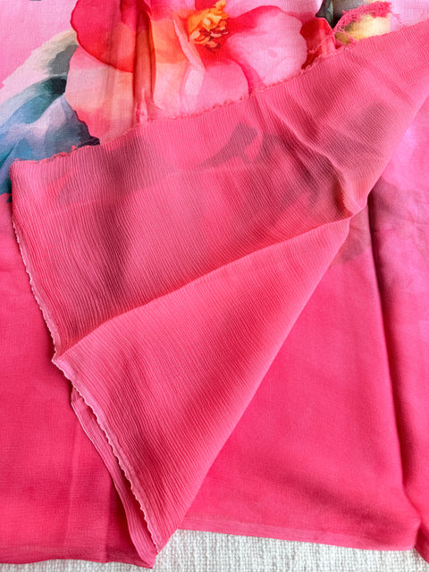 Digital floral shaded pure chiffon saree