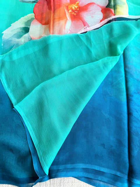 Digital floral shaded pure chiffon saree