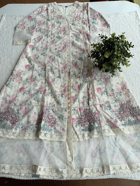 Lace neck hakoba Ready suit set